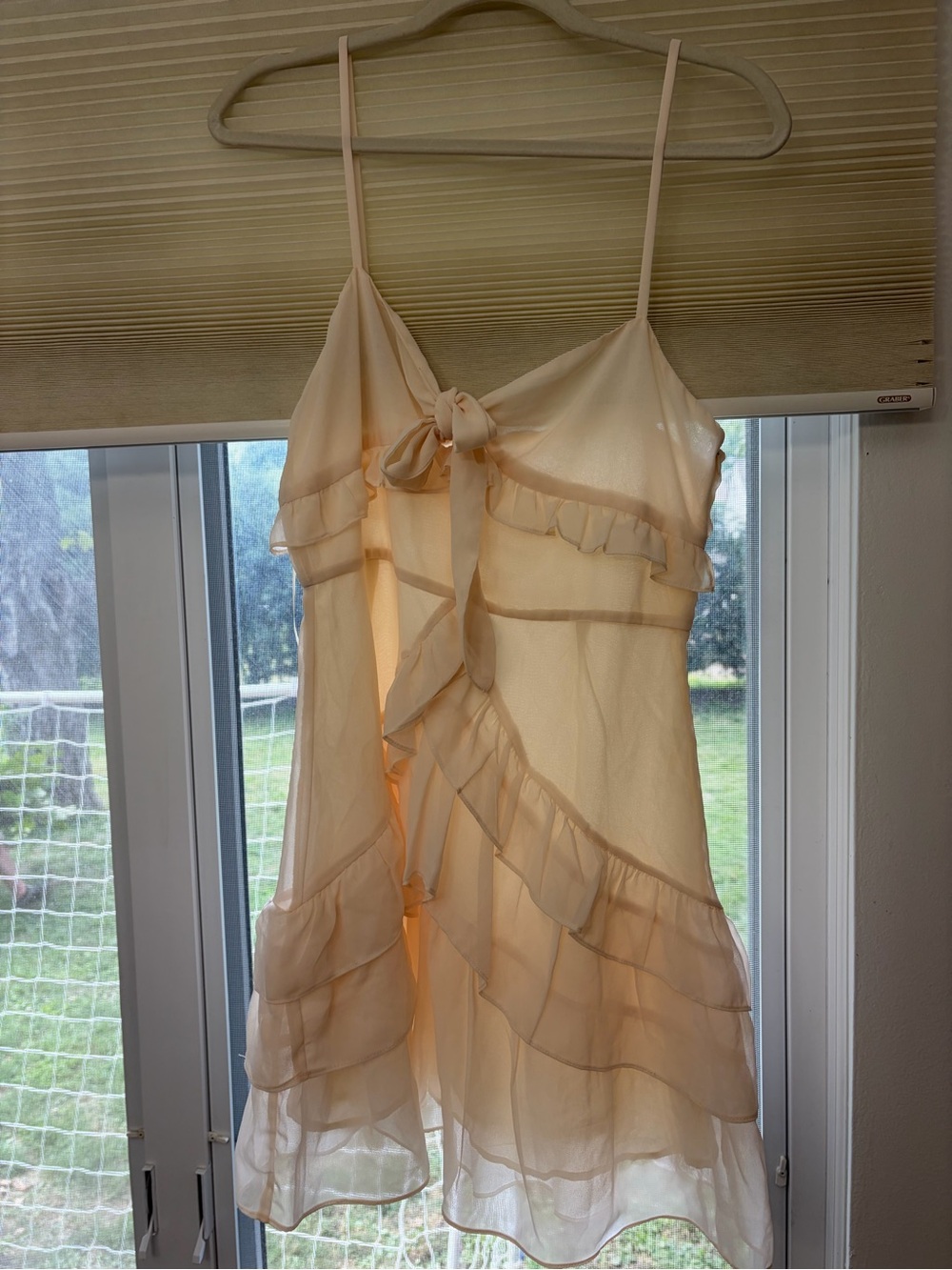 Sheer Ruffle Chemise Dress in Cream
